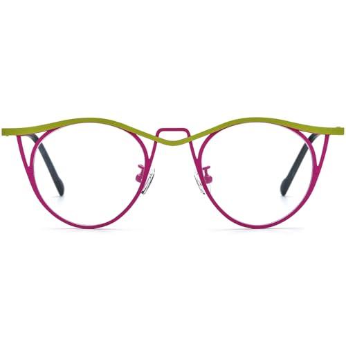 Image of FONEX Colorful Pure Titanium Glasses Frame Women Retro Round Eyeglasses F85782