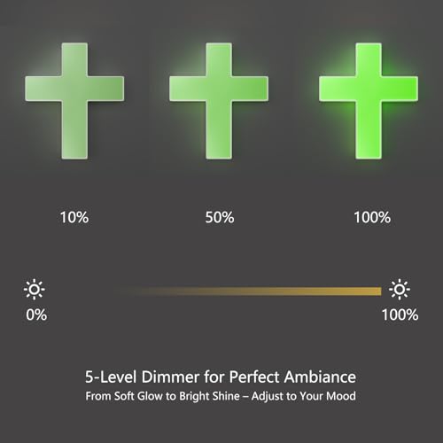 Image of Anrookie 3D LED Neon Cross Sign, USB-Powered Custom Neon Light with 5-Level Dimmer, 5 Color Options, Decorative Wall Art for Home, Bedroom, Church, Party, and Gifts (9x8 in) (Emerald Green)