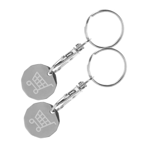 UTHCLO 2 piezas Llavero Token para Carrito de Compras Acero Inoxidable Herramienta Metálica para Liberar Carrito Diseño Compacto y Versátil para Supermercado Hogar y Oficina