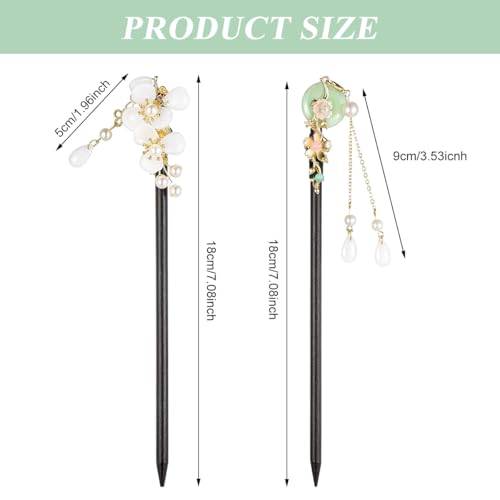 Image of MAYCREATE Hair Stick for Bun, 7 Inch Wooden Floral Charm Juda Pin