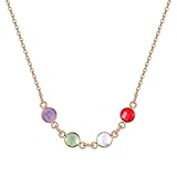 Personlise Create Your Own Family Birthstone Necklace in Silver, Rose gold and Gold Colour Gift for Mother, Girl Friend, Wife with Gift Box (Rose gold)