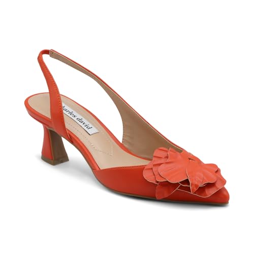 Charles David Women's Alias D'Orsay Slingback Pointed Toe Heels Pumps with Leaf Accent