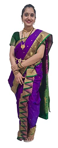 LUSTER Women Art Silk Shahi Mastani Nauvari Saree Stitched Ready ...