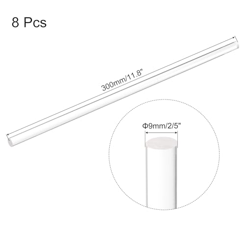Image of MECCANIXITY 8pcs Acrylic Round Rods 23 /64 inch x 12 inch Clear Acrylic Dowel Rods Sticks Plastic Sticks Strip for DIY Crafts Lighting Gardening Decoration - 9mm x 300mm