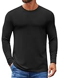 COOFANDY Men's Crew Neck T-Shirt Long Sleeve Casual Pullover Tees Super Soft Stretch Basic Tee Shirts A-Black