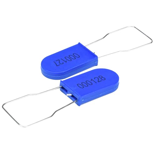 Image of Plastic Padlock Security Seals with Metal Wire Numbered Anti Tamper Tag (500, Blue)