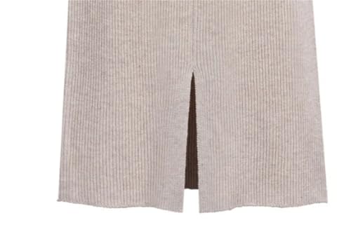 Fnfmrfmr Women Solid Office Lady Woolen Skirt High Waist Warm Slit A-Line Pleated Skirts 5