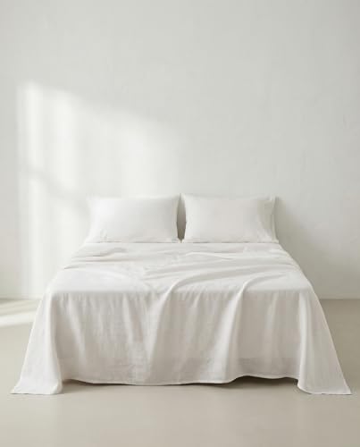 GAMUSI Juego de sábanas Cama 120 x 190/200, 100% Algodón, 3 Piezas, Transpirable, Suaves, Color Blanco