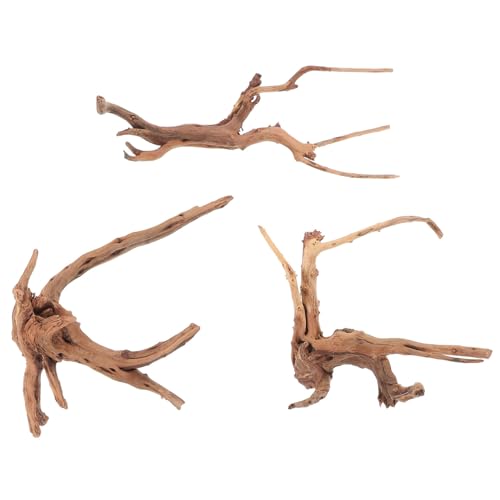 3個 沈んだ木の造園 魚用サンゴ流木 水槽のアクセサリーの装飾 蛙 水族館の流木 松の樹皮 小枝 ログ ロックの装飾 水槽用流木 水族館の根の装飾 テラリウム 水槽の背景 池 木製 ROMISBABA