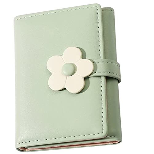 KESYOO Cute Flower Pattern Trifold Student Wallet Lightweight PU Coin Purse for Compact Card Holder for Women Card Storage and Easy to Clean Design