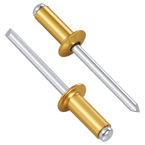 Image of Wensilon (150 Pcs) 1 /4 inchx1 /2 inch Golden Aluminum blind pro Rivets,Golden Aluminum Grip and Steel Mandrel