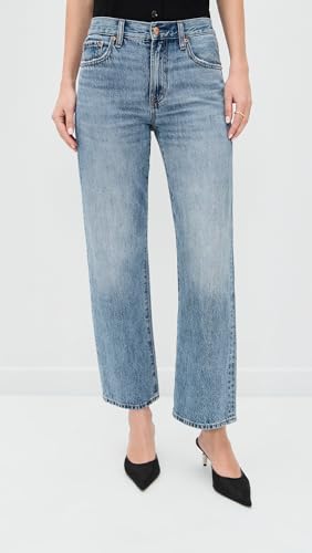 Image of PISTOLA - Lexi Mid Rise, Signature Bowed Straight Jeans - Light Denim Jeans
