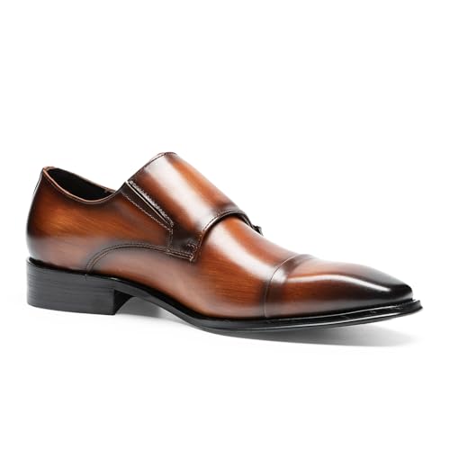 Loafers for Men - Genuine Leather Cap Toe Monk Strap Shoes | Double Buckle Dress Shoes for Business3