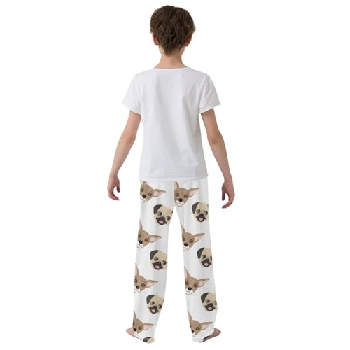 Boys' Pants Pug and Chihuahua Dogs White Long Bottoms Jogger Pants Elastic Waist Trousers with Pockets S-XL3