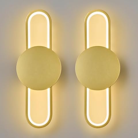 BNHHLZ LED Wall Sconce Set of Two Modern Bathroom Sconce Wall Lighting 18W Gold Wall Lamps for Indoor Living Room Bedroom Hallway staircases Cover