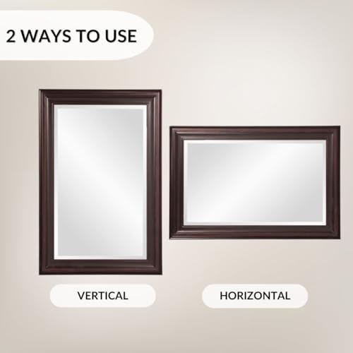 Image of Howard Elliott Collection George Rectangular Oil Rubbed Bronze Wall Mirror, Rectangle Hanging Wood Framed Vanity Mirrors for Home Decor, Living Room, Bathroom, Bedroom, or Hallway, 24 x 36 Inch