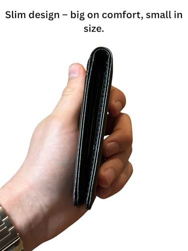 Genuine Leather Slim Wallet with RFID Protection – Black, Elegant Cardholder for Men & Women, Compact Leather Wallet2