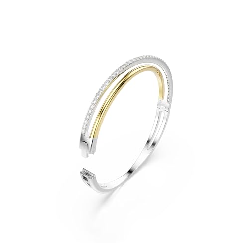 Swarovski Hyperbola bangle, Round cut, Clear, Mixed Metal Bangle3