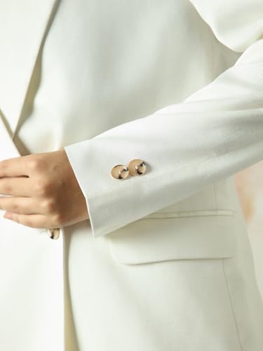 Image of High Star Women Solid Longline Length Oversized Notch Lapel Collar Full Sleeve Blazer