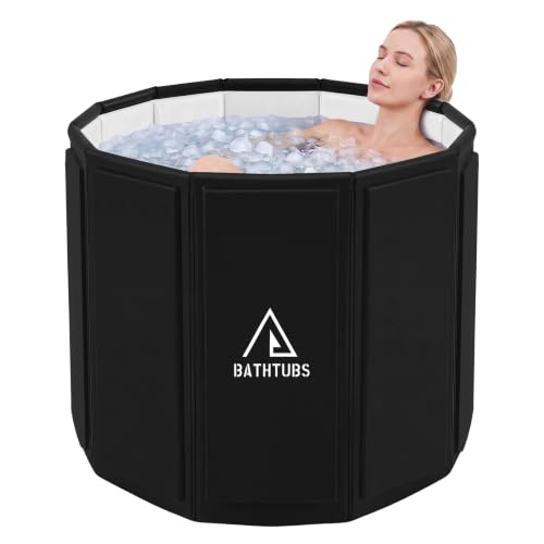 STARBRILLIANT Portable Bathtub for Adults Foldable Bathtub 31.5L x 26Without Installation with Bottom Cotton Clip Cold Plunge Tub Suitable for Bathing Space-Saving (Black L)