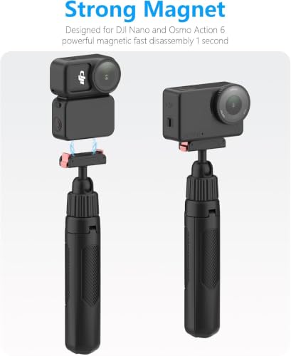 Image of ELFOG Magnetic Quick Release Extension Rod Selfie Stick Tripod Compatible with DJI Osmo Action Cameras, 40cm Extendable Monopod with Tripod Stand