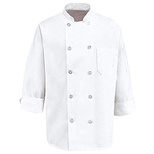 350 Chef Apparel Pearl Buttons Chef Coat-Easy-Care Twill Chef Jacket for Men,X-Small White