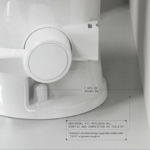 Image of Dometic Model 420 Platinum RV Toilet - Elongated Porcelain Bowl, Universal Fit & 2-Bolt Mount, 18 inch Chair Height Residential-Style, Gravity Flush Toilet with Soft-Close Seat, Bone (9610008282)