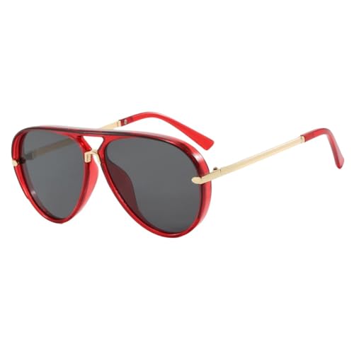 Lunettes de soleil à double pont contre l'éblouissement rouge rétro