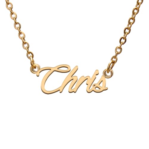 Chris Name Tag Necklaces for Her His Friends Familys Relationship Memory Jewelry Gift