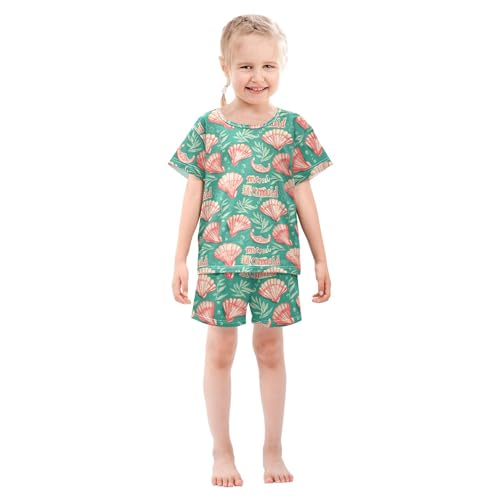 UMIRIKO Shell Summer Short Sleeve Pajamas Sleepwear PJ Set B0404607