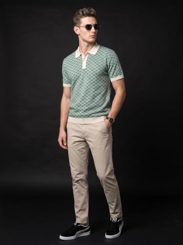 Image of Veirdo Men's Flatknit Printed Half Sleeve Polo T-Shirt with Collared Neck, Loose Comfortable Fit, Casual Style for Office, Travel, (Sizes S to 2XL)