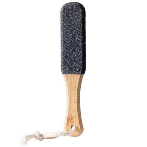 Pumice Stone for Feet Foot Scrub Pedicure Foot File & Pumice Stone Rasp with Ergonomic Wooden Handle -Scrubber for Removing Hard Dead Skin, Calluses (Black)