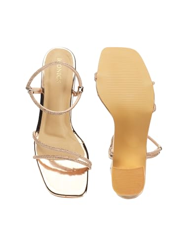 Image of Iconics Women Comfortable Block Heel Square Toe Ankle Strap fashion Sandal for Party, Wedding and Casual Use
