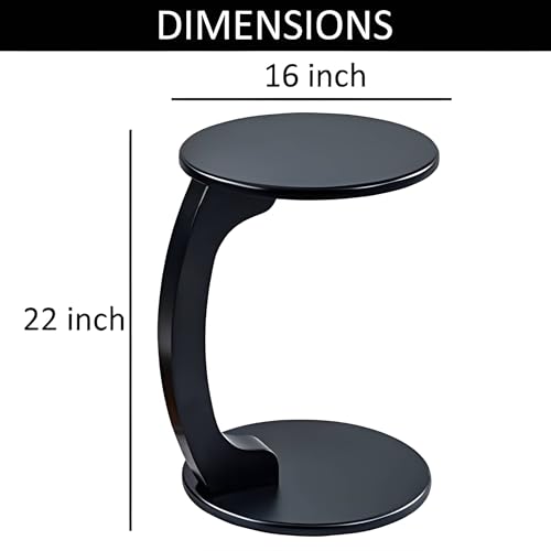 Image of C Shaped Wooden Sofa Side Table for Living Room | Multipurpose Laptop Table for Couch Bed & Recliner | Space Saving Portable End Table | Modern Furniture for Home & Office Use Natural Brown