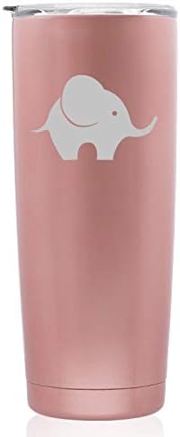 Rose Gold Double Wall Vacuum Insulated Stainless Steel Tumbler Travel Mug Baby Elephant (24 oz)