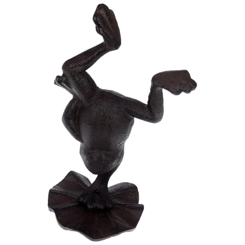 CLISPEED Vintage Gusseisen Yoga Frosch Figur Dekoration Garten Wohnzimmer Büro Miniatur Eisenkunst Ornament für Meditierende und Teichfiguren Außen