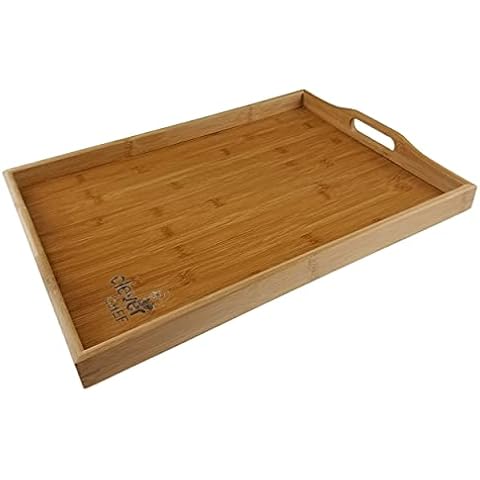Premium Bamboo Ottoman/Serving Tray by Clever Chef | 2 in 1 Ottoman and Serving Tray is Great for Mealtime Anywhere | Perfect Size for Serving a Large Meal | Lightweight Genuine Bamboo | 18.5” x 14” Cover