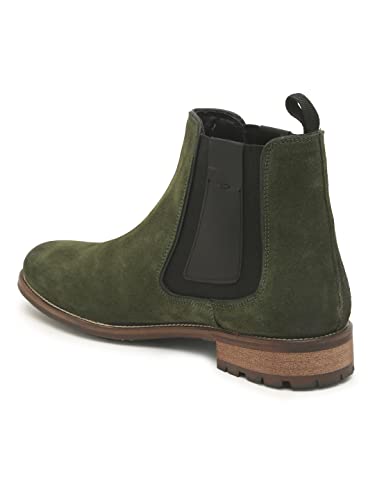 Image of TEAKWOOD LEATHERS Suede Leather Mid Ankle Black Classic Boots Shoes For Men