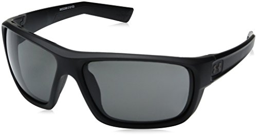 Under Armour Men's Launch Round Sunglasses, Satin Black/Gray Lens, 64 mm