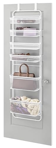 Image of Whitmor Over The Door Organizer - 6 Sections - Pantry, Bathroom, Accessory Organizer - Metal and Mesh - White