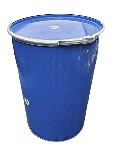 200 Liter Metallfass mit Deckel Stahlfass Feuertonne Metalltonne Fass Blechfass Stehtisch Ölfass