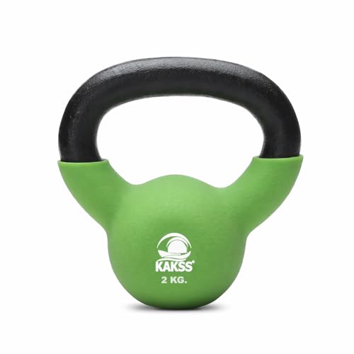 Image of Kakss Half Coating Neoprene Kettlebell (Parrot Green, 2 KG) (PROUDLY MADE IN INDIA)