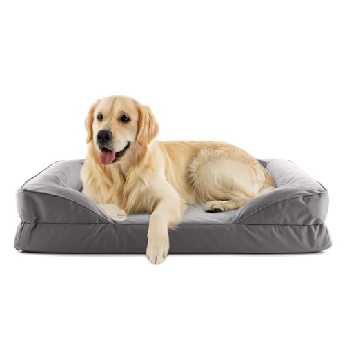 Lumaland orthopädisches Hundebett Outdoor & Indoor | ergonomisches Hundesofa 110x75 cm - ideal für große Hunde | Boden rutschfest | Füllung und Bezug waschbar | Hundekörbchen wasserfest