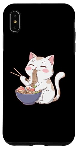 Custodia per iPhone XS Max Kawaii Ramen Cat Neko Cute Anime Noodle Lover