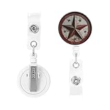 Enrouleur pour porte-badge rétractable robuste avec clip – Étoile américaine du Texas – Pour infirmière, médecin, employés de bureau