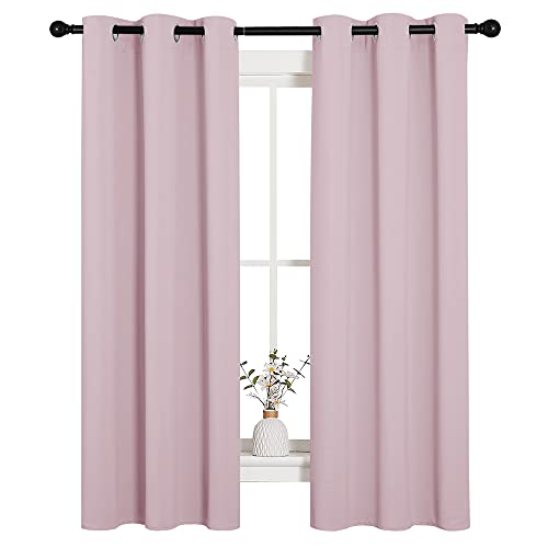 Image of NICETOWN Blackout Curtain Panels for Girls Room, Nursery Essential Thermal Insulated Solid Grommet Top Blackout Drapes (Baby Pink=Lavender Pink, 1 Pair, 34 x 63 Inch)