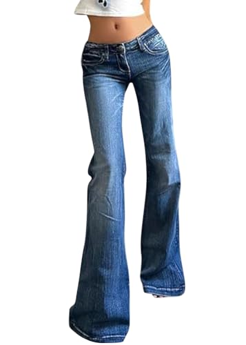 Yegirlzs Donna Vita Bassa Jeans a Zampa Pantaloni Baggy Jean