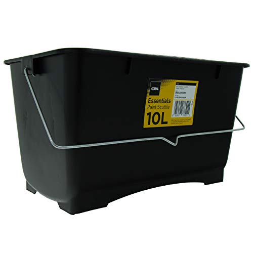 Coral 73321 Essentials Plastic Paint Scuttle Container with Metal Handle for Paints and Paste 10 Litre Black