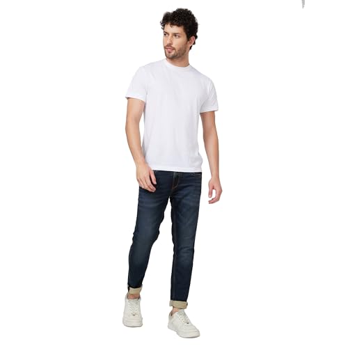 Image of Spykar Men's Kano Slim Fit Mid-Rise Jeans (Ankle Length)