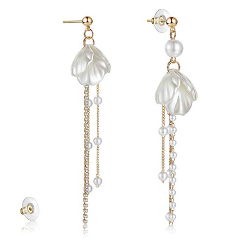 Kruckel Lightweight Pearl Earrings for Women - Elegant Gold Dangling Stud Earrings for Womens – Hypoallergenic Large Pearl Drop Earrings Jewelry for Brides, Office, and Special Occasions Gift for Your Beloved2